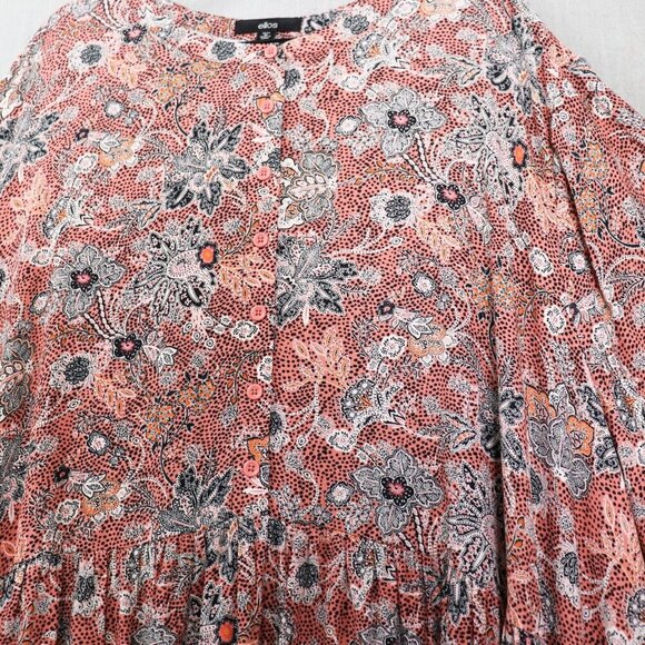 Ellos Dress Womens 3X Boho Rayon Tiered Paisley Western Plus Midi - Picture 3 of 16